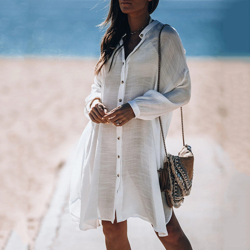 Tencel Bamboo Shirt Cardigan Beach Jacket Beach Cover Up Vacation Swimsuit Outerwear Sun Protection Clothing Bella Mia